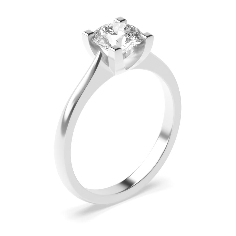 Round Solitaire Diamond Engagement Rings Platinum Prong Set