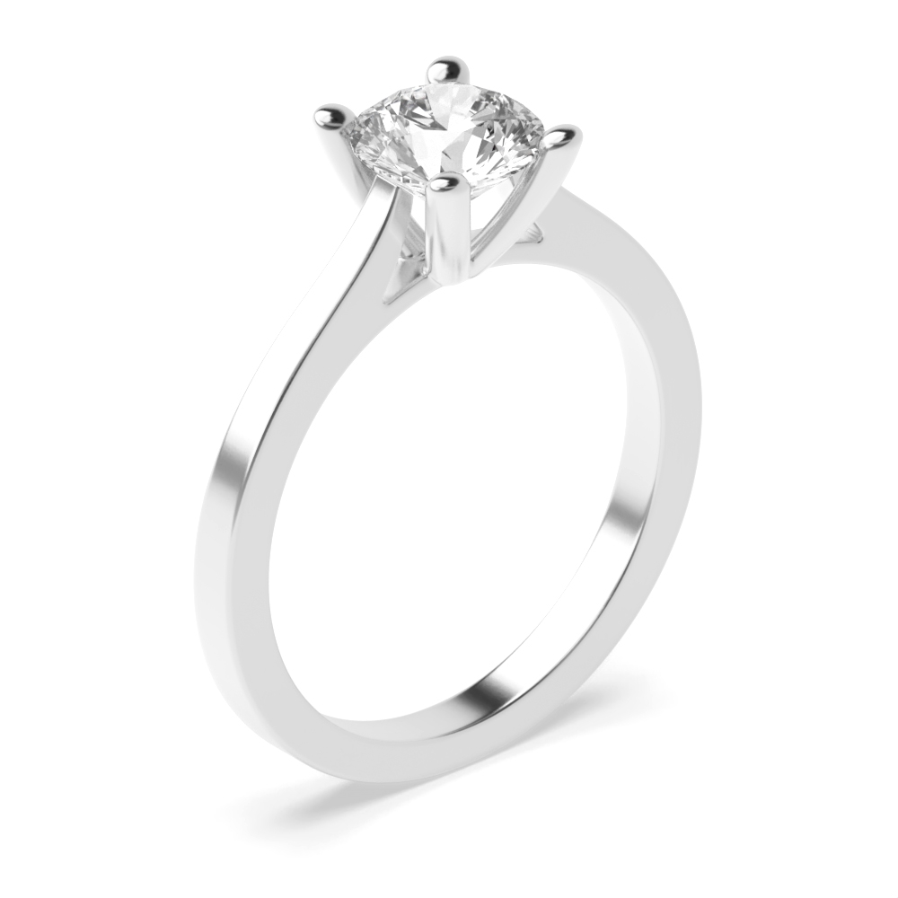 Round Cut Solitaire Diamond Engagement Rings In White Gold / Platinum Prong Setting