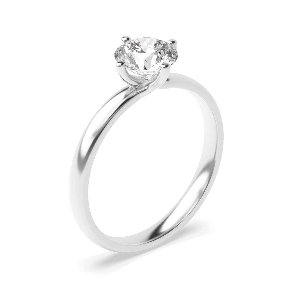Solitaire Diamond Engagement Rings Round Cut In Platinum Prong Setting