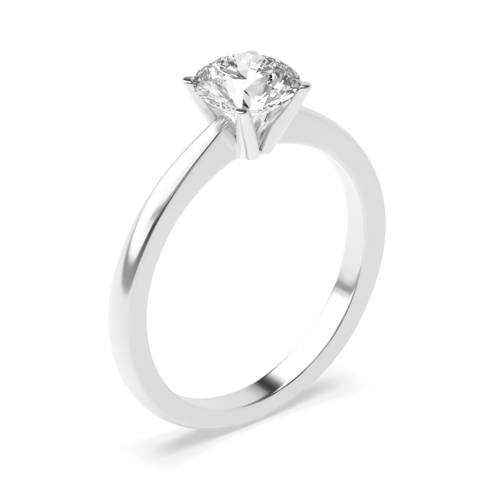 Round Solitaire Diamond Engagement Rings In Rose / White Gold Prong Setting