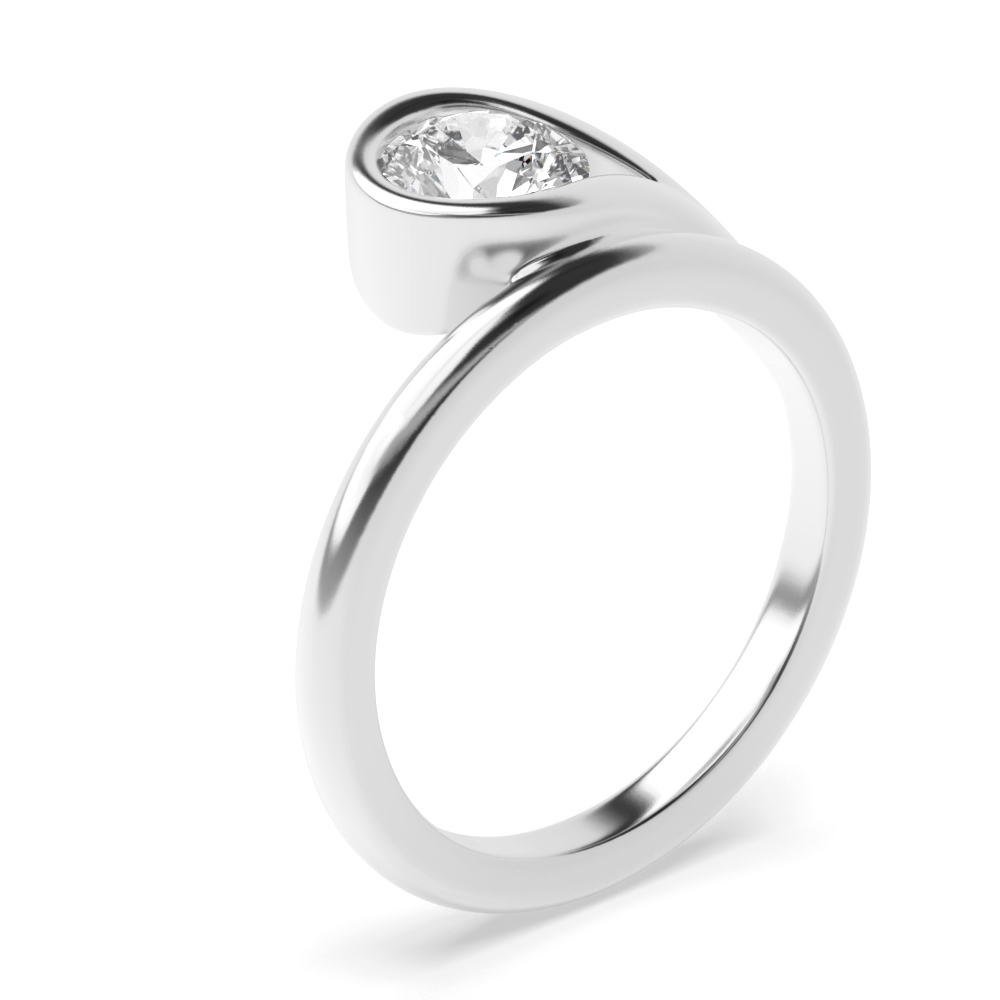 Bezel Set Round Solitaire Diamond Twist Engagement Rings