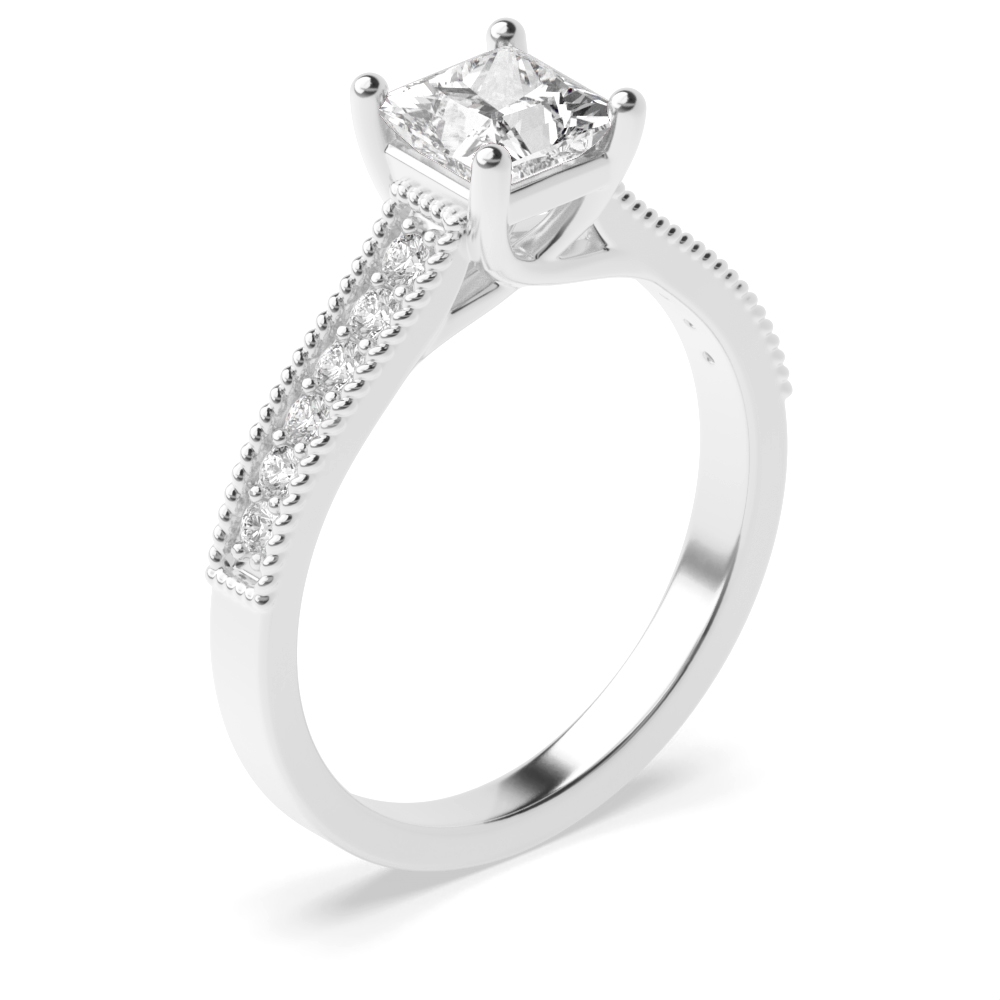 Vintage Style Milligraing Shoulder Set Side Stone Diamond Engagement Ring