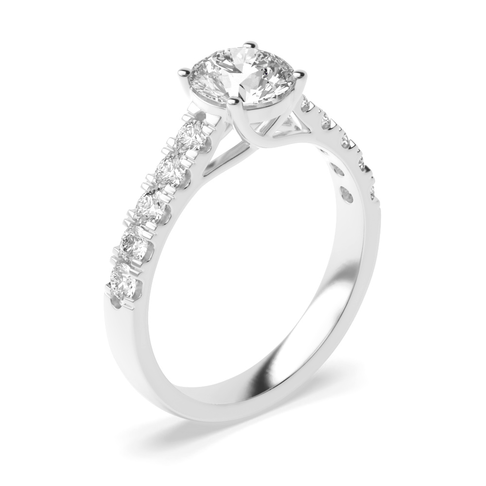Claw Setting Round Diamond Engagement Rings in Yellow/White and Rose Gold