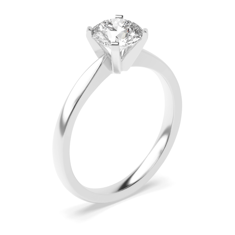 Solitaire Engagement Ring with Brilliant Cut Diamond Held By 4 Prongs