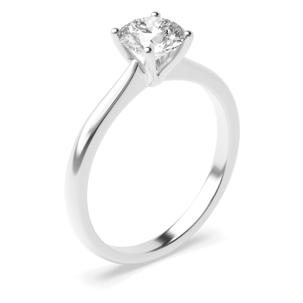 Round Solitaire Diamond Engagement Rings Rose / White Gold &amp; Platinum