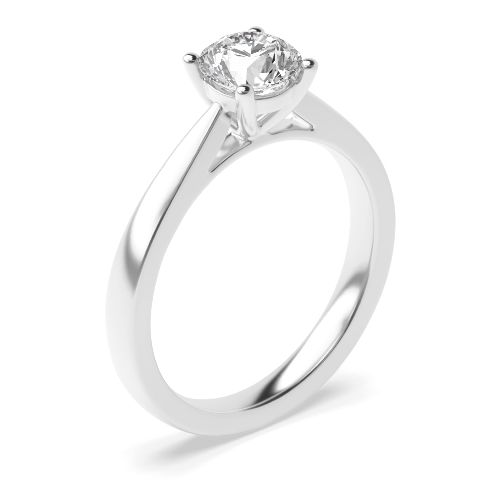 Simple Engagement Ring 4 Prong Setting Round Solitaire Diamond Ring