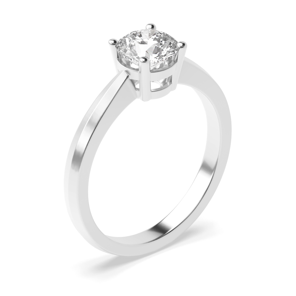 Elegant 4 Prong Set Round Solitaire Diamond Engagement Rings