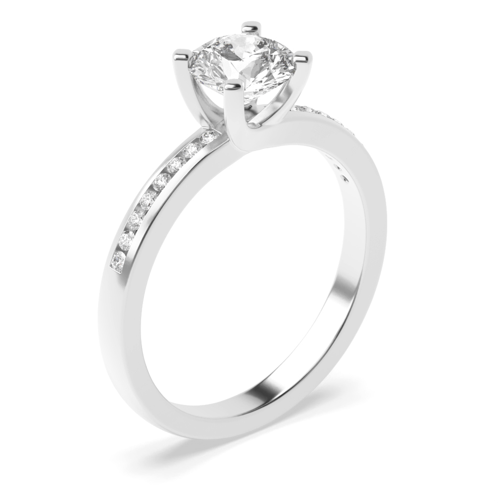 Side Stone On Shoulder Set Accented Diamond Engagement Ring Yellow / White Gold