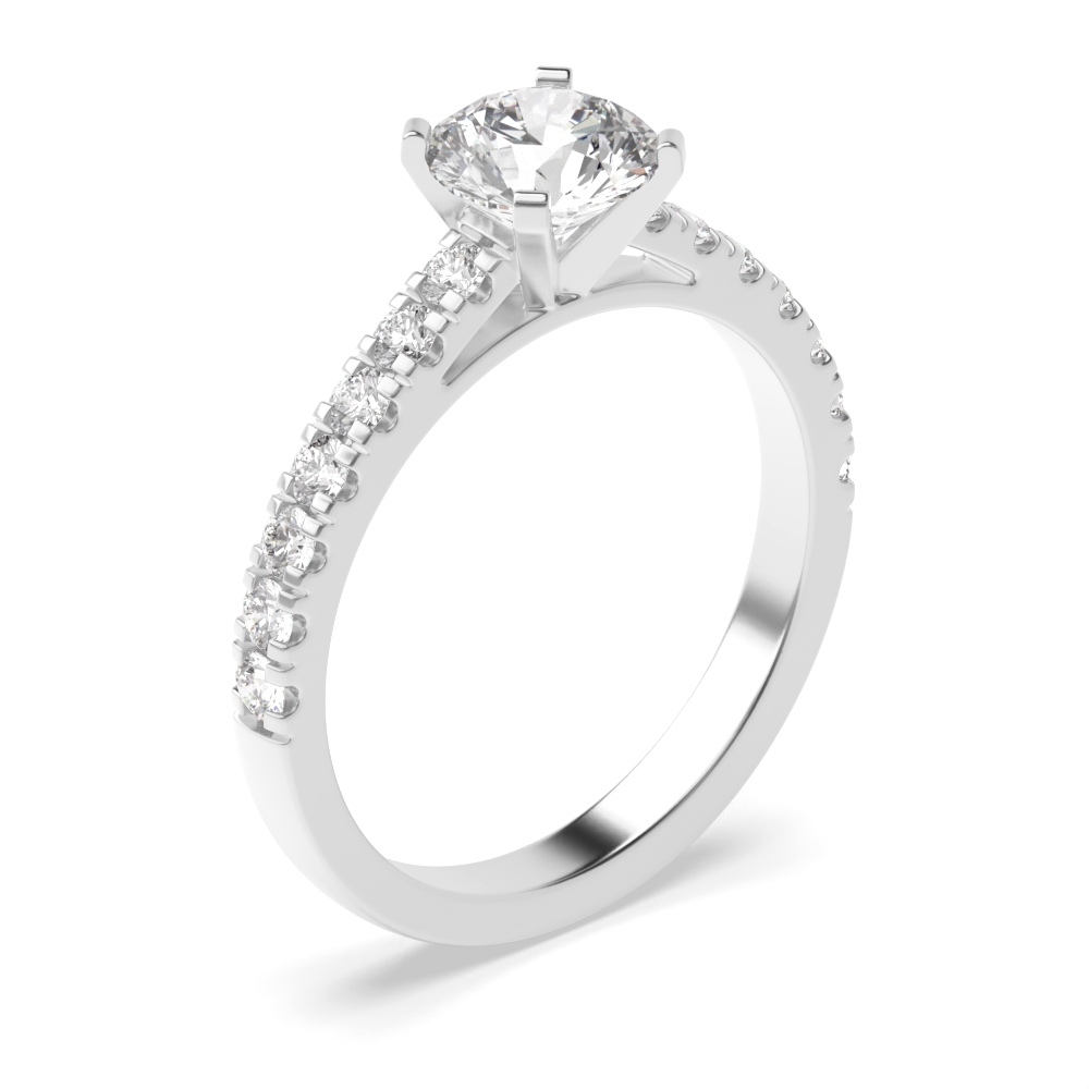 Side Stone Shoulder Set Diamond Engagement Ring White Gold / Platinum