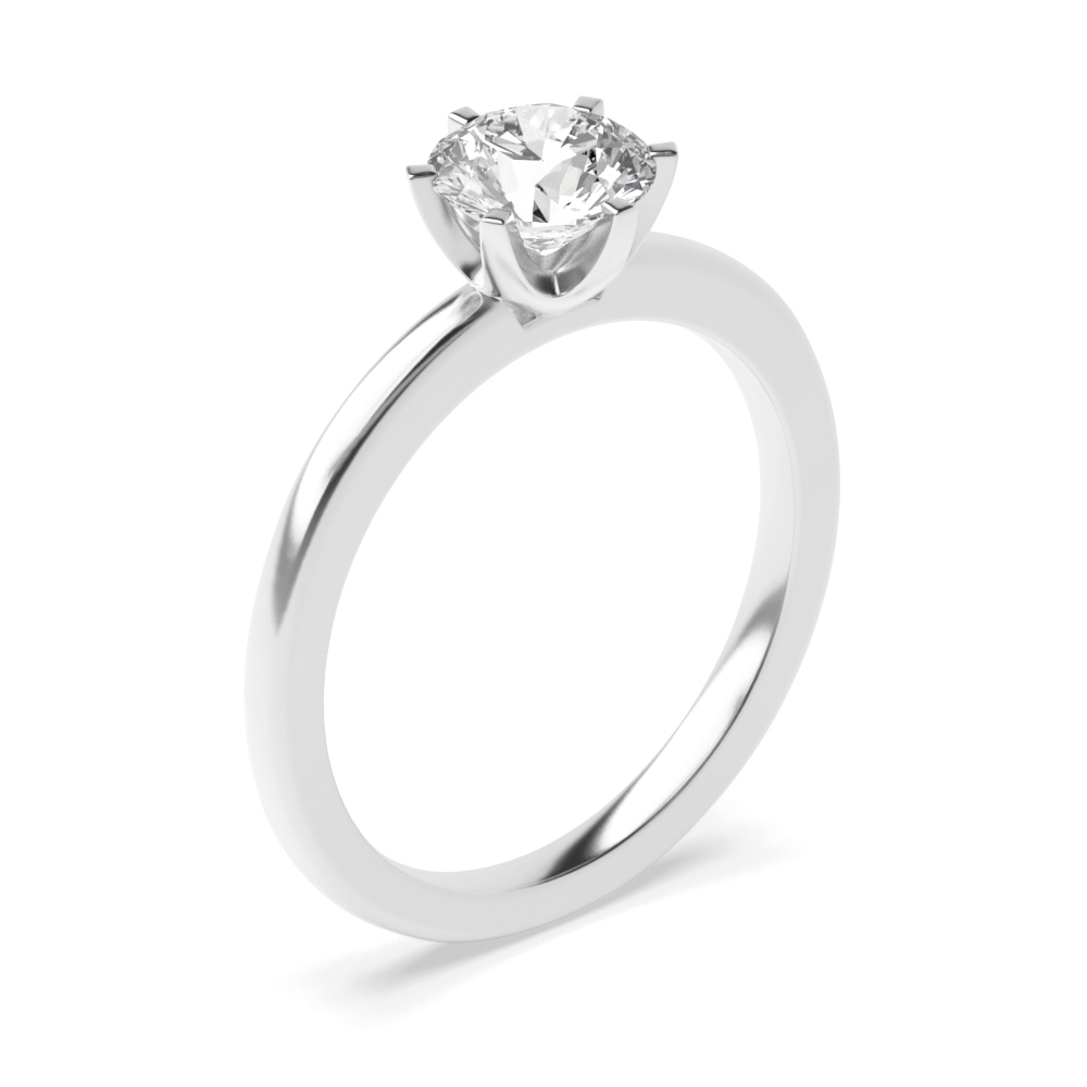 6 Claw Diamond Engagement Ring Round Brilliant Cut Solitaire Diamond