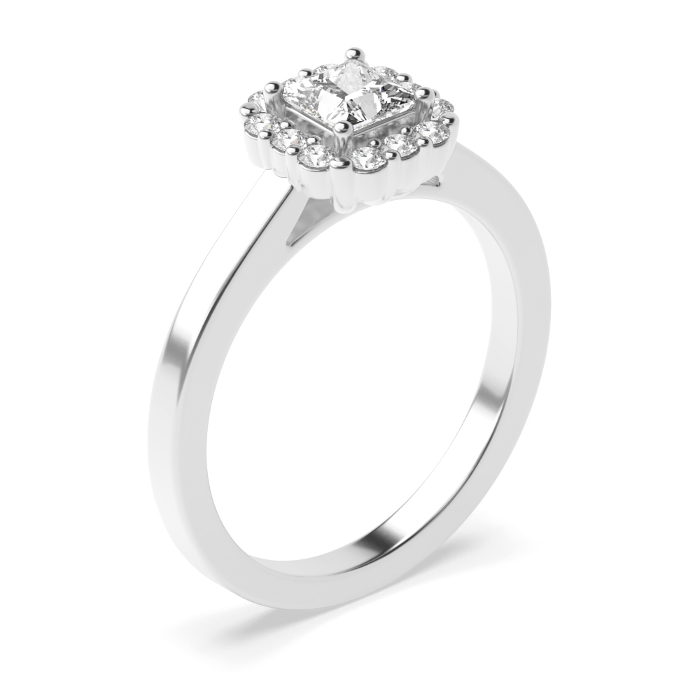 4 Prong Setting Princess Shape Exclusive Halo Diamond Engagement Rings