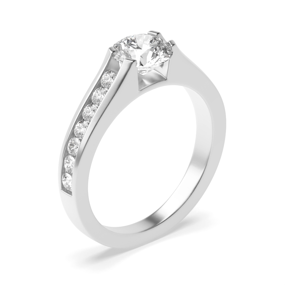 Side Stone On Shoulder Set Diamond Engagement Ring Rose or Yellow Gold