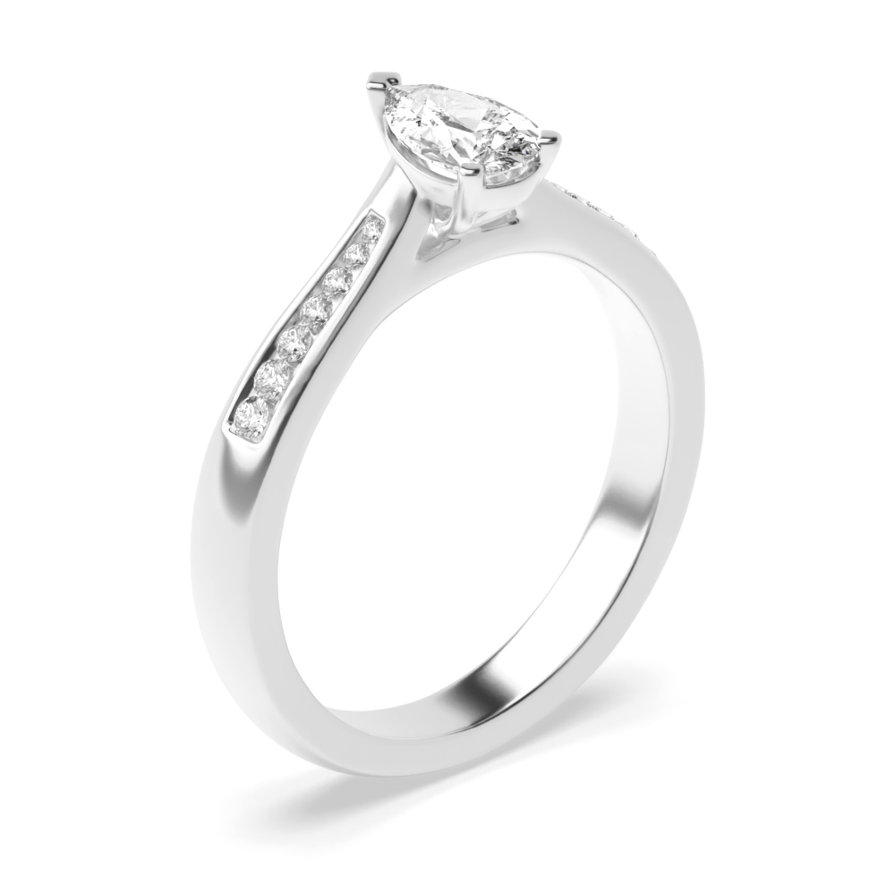 Pear Shape with Tapering Shoulder with Diamond Set Engagement Rings