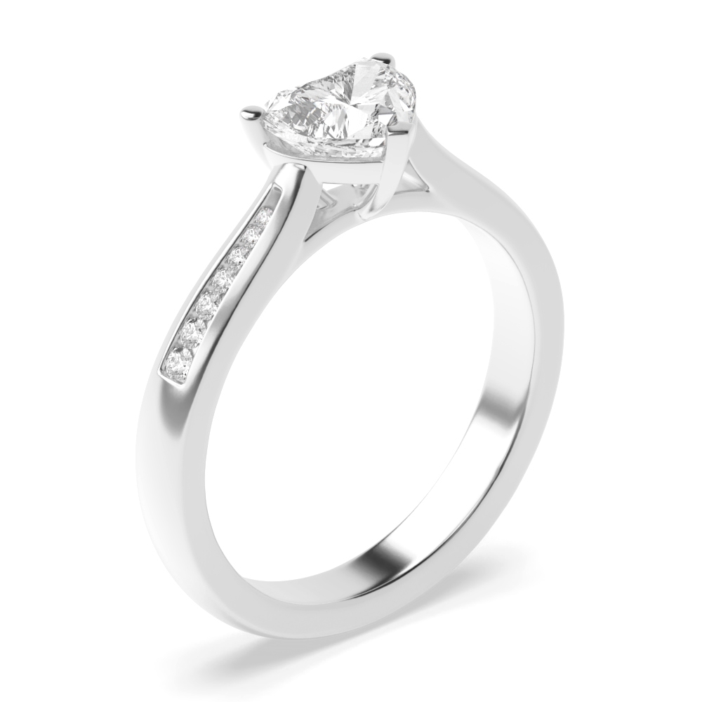 Heart Diamond Tapering Shoulder with Diamond Engagement Rings