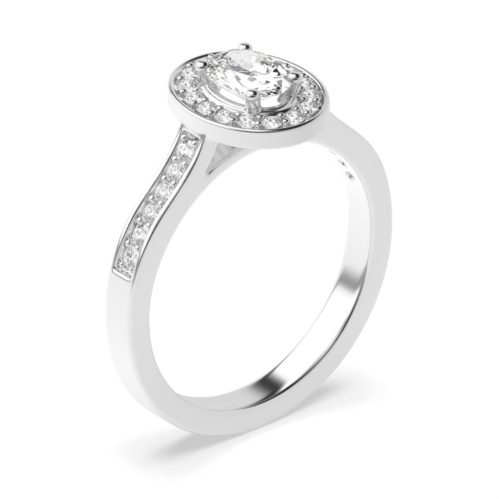 4 Prong Setting Oval Shape Delicate Halo Diamond Engagement Rings