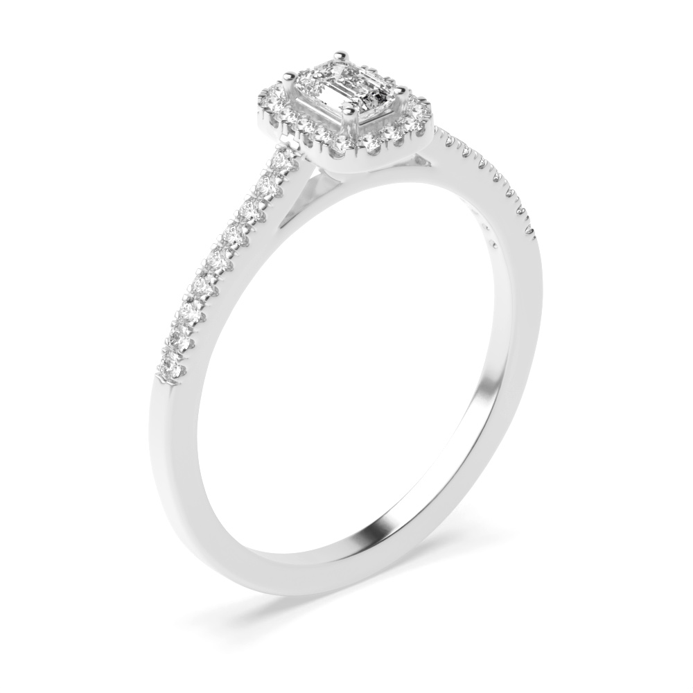 4 Prong Setting Emerald Shape Classic - Best Seller Halo Diamond Engagement Rings