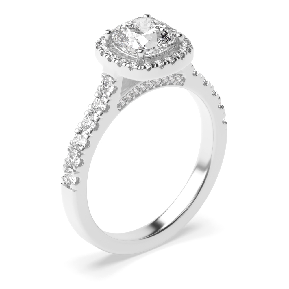4 Prong Setting Cushion Shape Open Setting Halo Diamond Engagement Rings