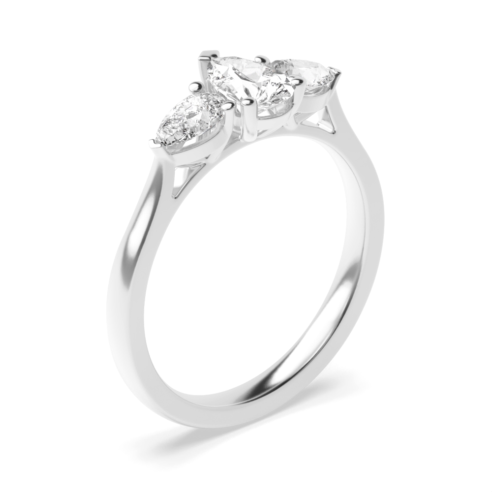 Pear Shape Diamond Three Stone Engagement Rings