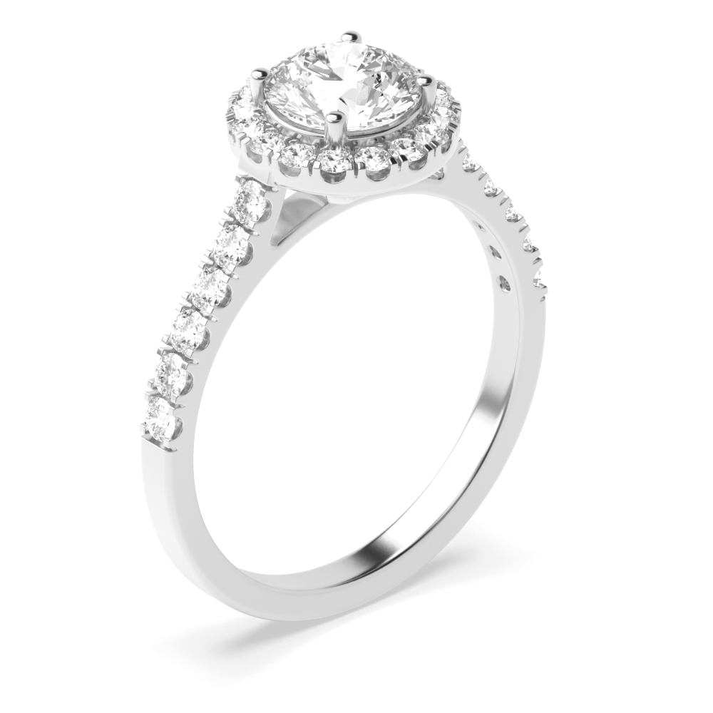 4 Prong Setting Round Shape Delicate Halo Diamond Engagement Rings