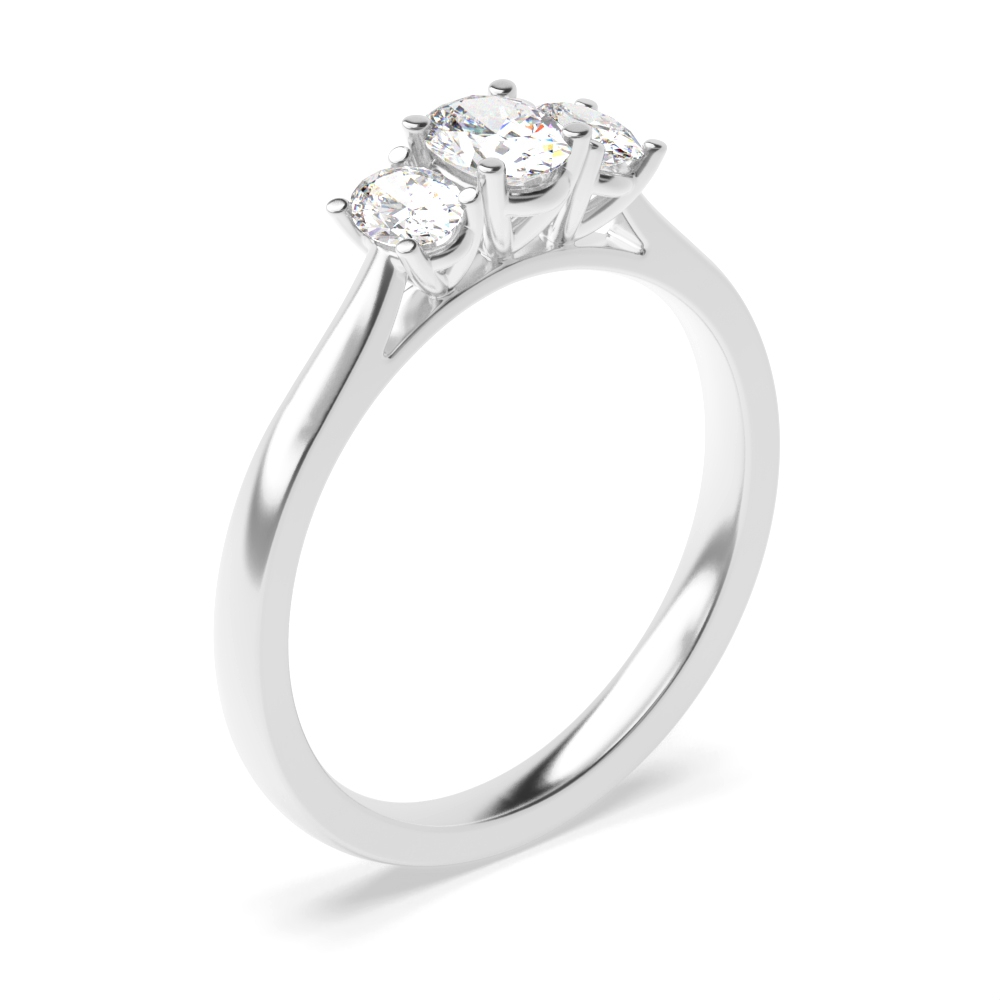 Oval Cut Classic Three Stone Trilogy Diamond Engagement Rings