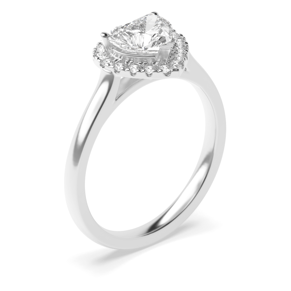 Prong Setting Heart Shape Plain Shoulder Halo Diamond Engagement Rings