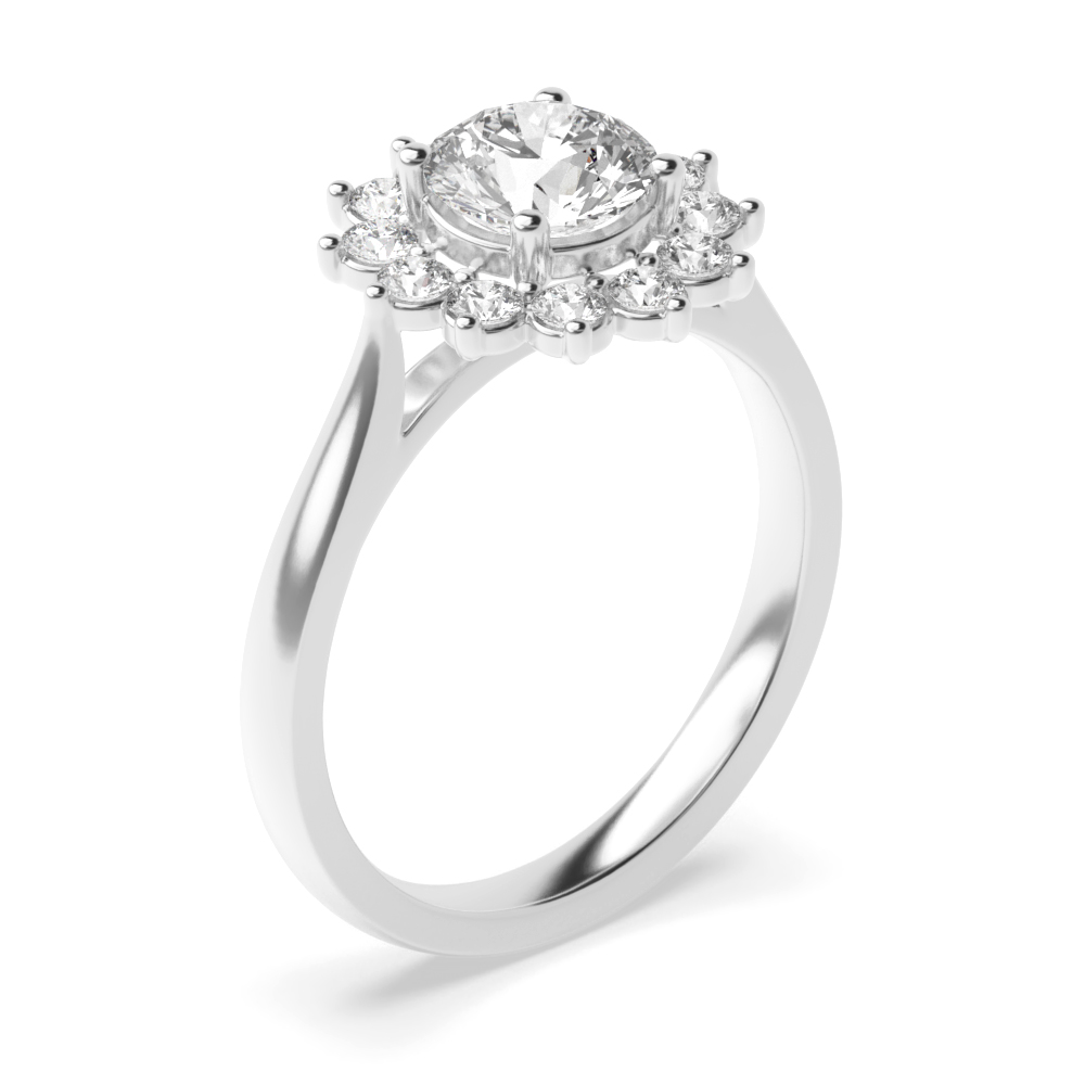 Prong Setting Round Shape Larger Diamond on Halo Diamond Engagement Rings