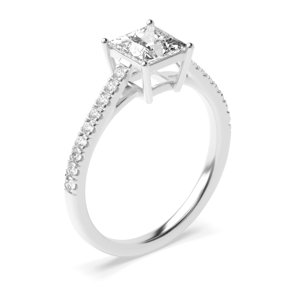 Elegant Open Setting Diamond Set Shoulder Engagement Ring
