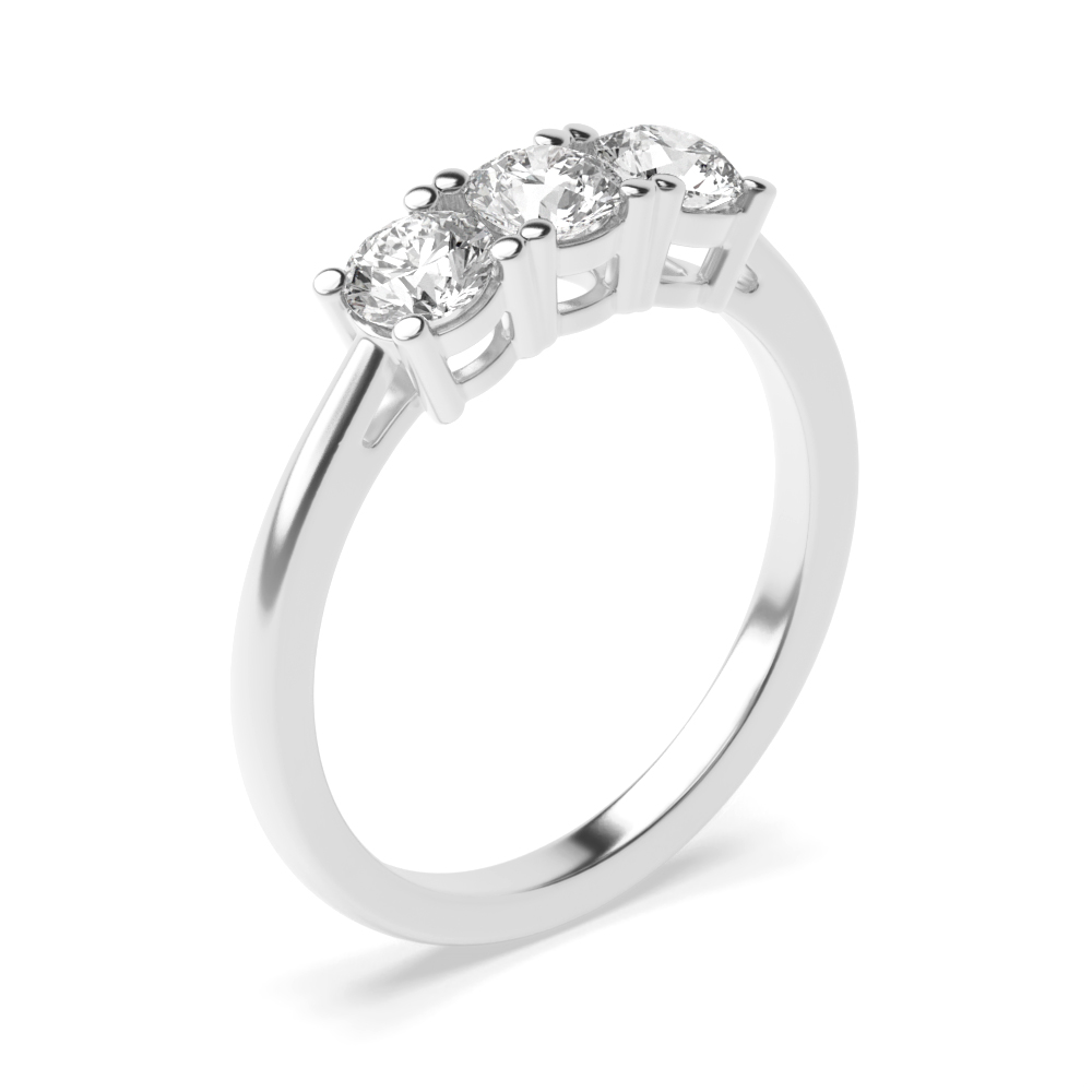 4 Prong Delicate Round Cut Diamond Trilogy Engagement Rings