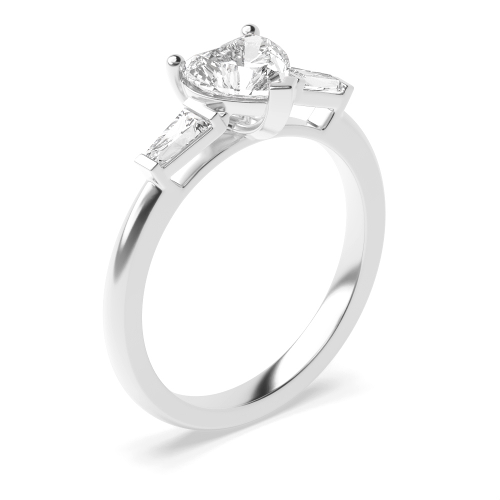 Heart and Baguette Diamond Trilogy Engagement Rings