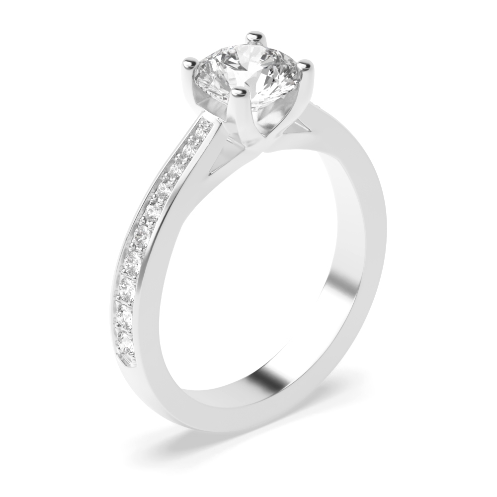 Delicate Pave Setting Shoulder Diamond Engagement Ring