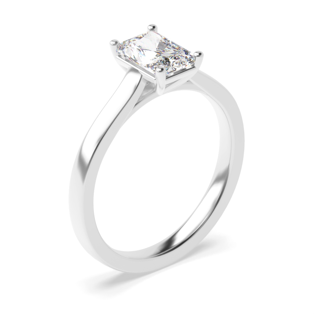 Cross Over Claws Radiant Shape Solitaire Diamond Engagement Rings
