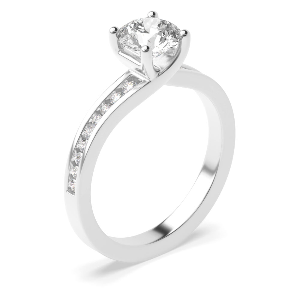 Tapering Shoulders High Setting Side Stone Diamond Engagement Rings