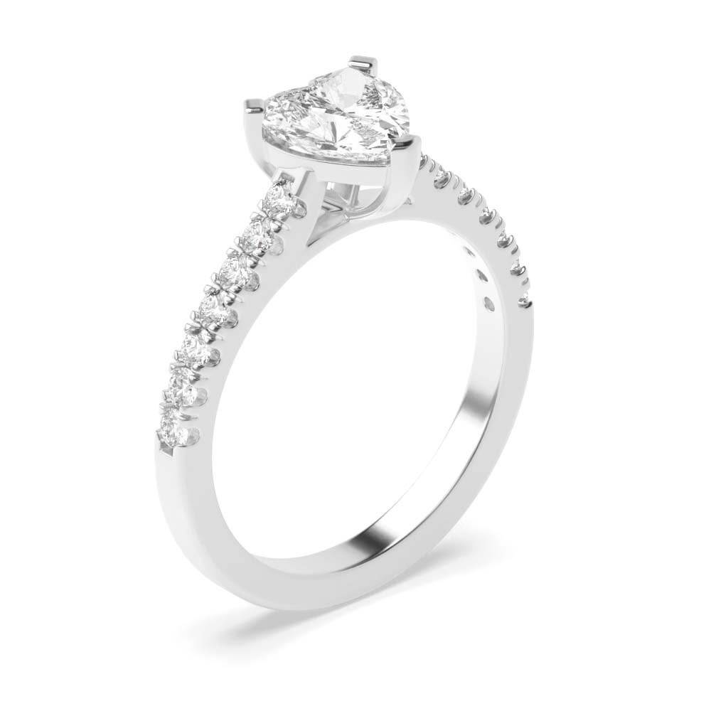 Heart Shape Shoulder Set Diamond Engagement Ring in Gold and Platinum