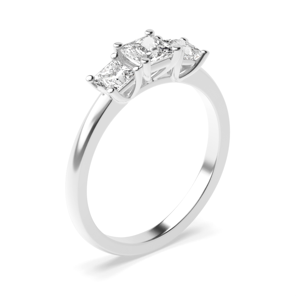 Princess Cut Diamond Trilogy Engagement Rings  for Women