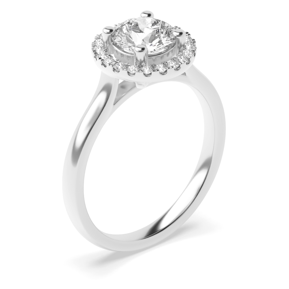 Prong Setting Round Diamond Halo Engagement Ring