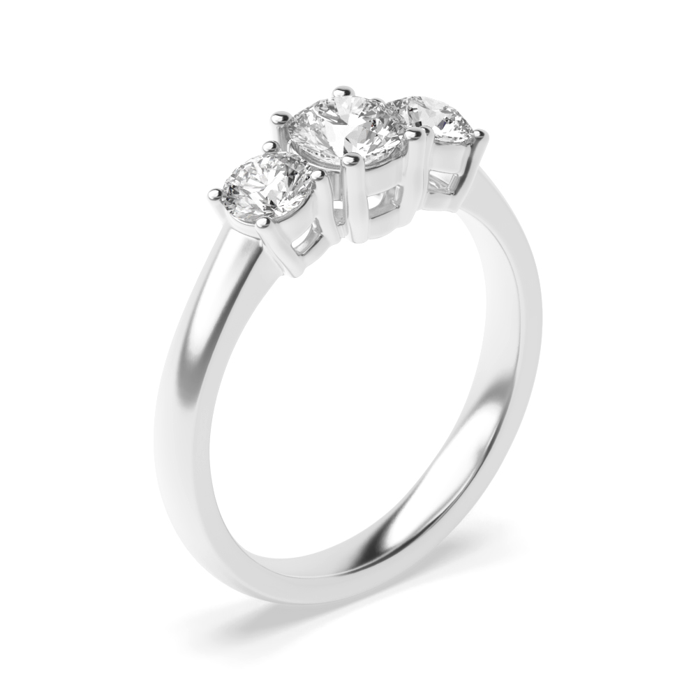 4 Prong Set Round Trilogy Diamond Ring in Platinum