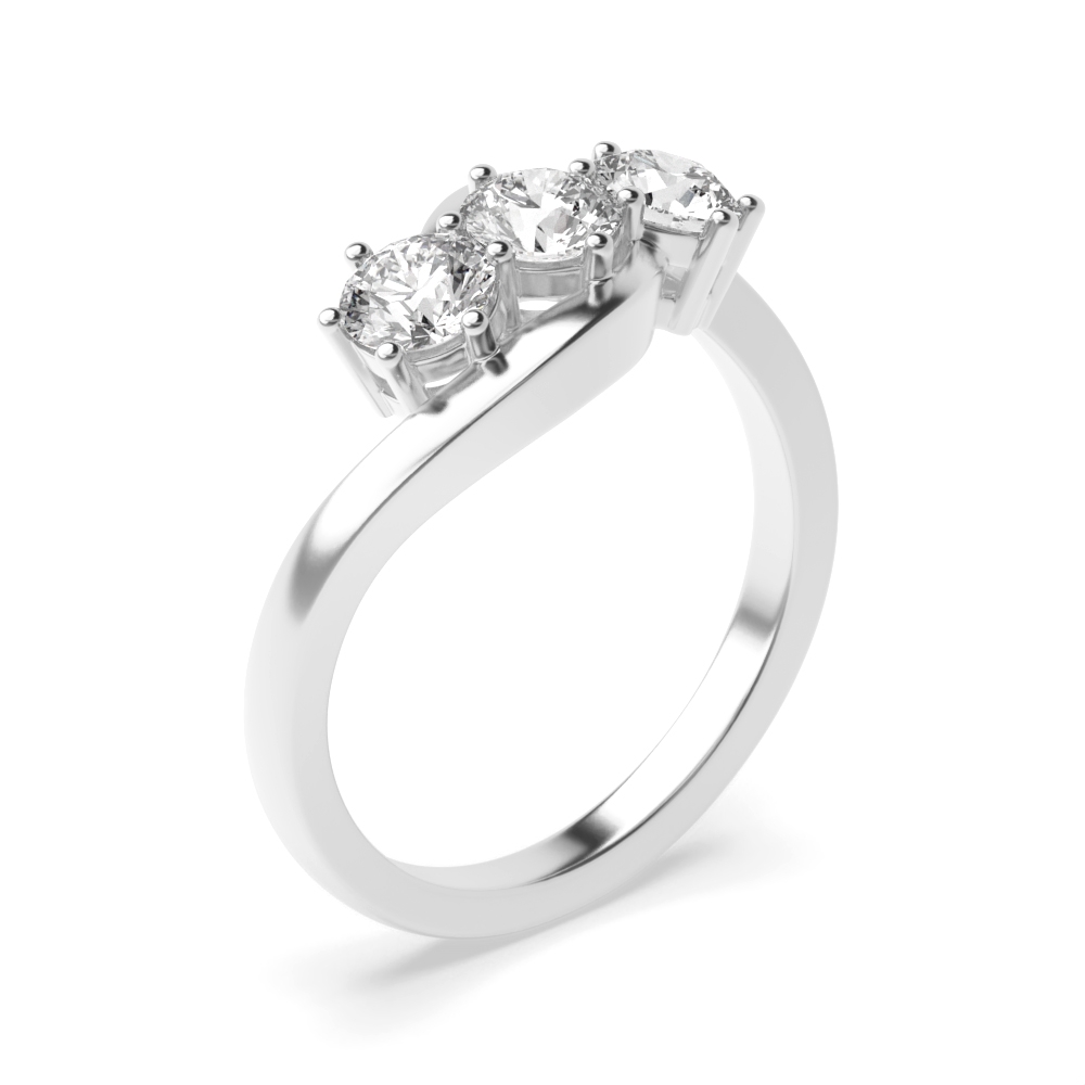 Round Trilogy Diamond Rings 6 Prong Setting in Yellow Gold