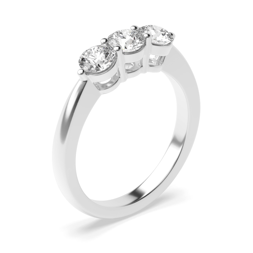 Round Trilogy Diamond Rings Prong Setting in Yellow Gold