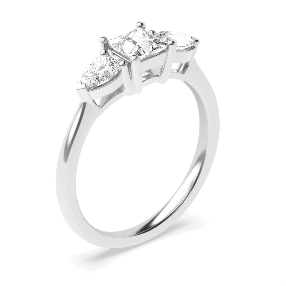 Princess Trilogy Diamond Ring 4 Prong Setting in Rose Gold / Platinum