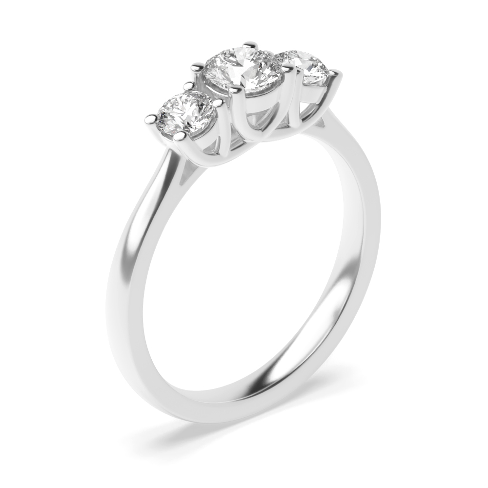 Trilogy Round Diamond Ring in White Gold 4 Prong Setting