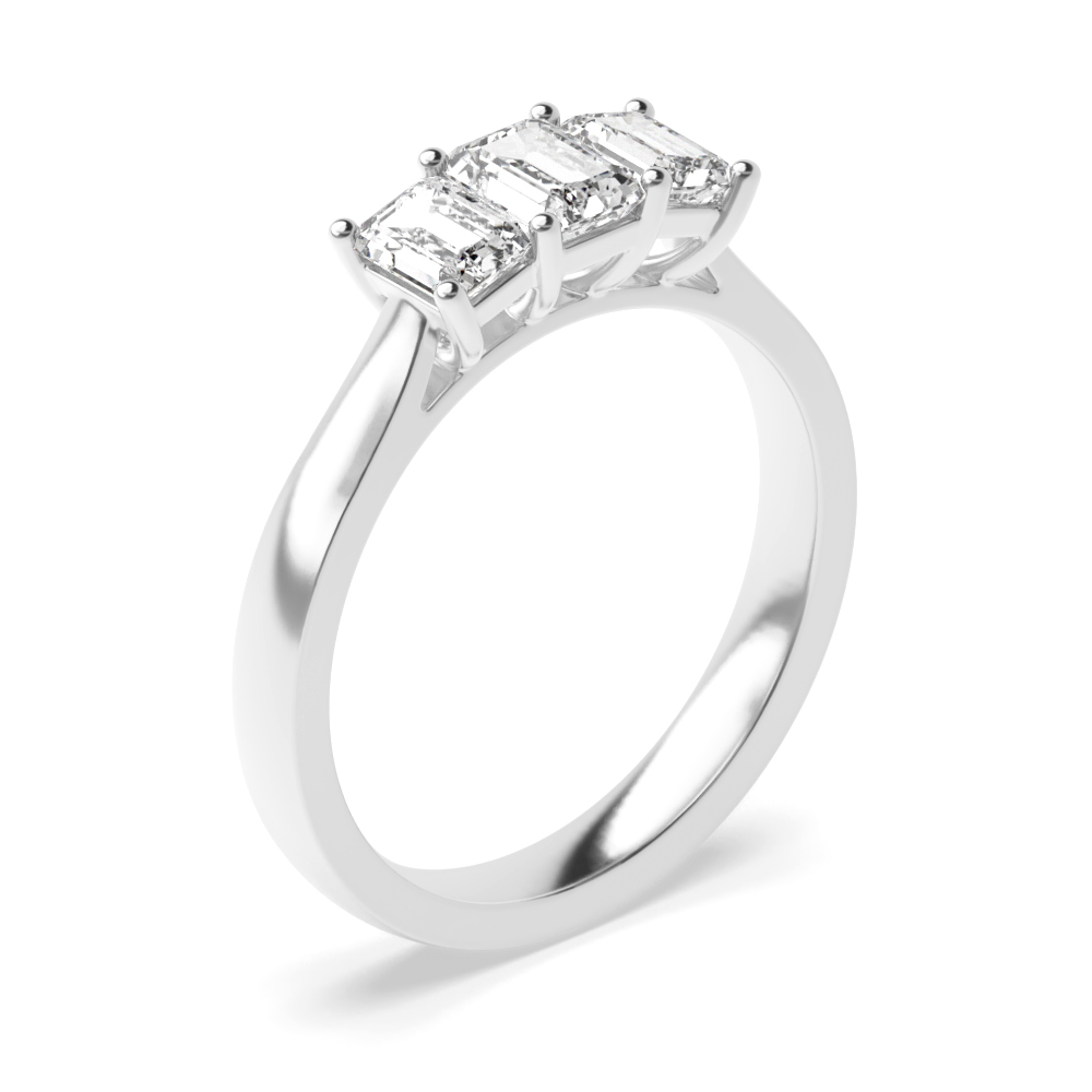 Emerald Trilogy Diamond Ring 4 Prong Setting in White gold