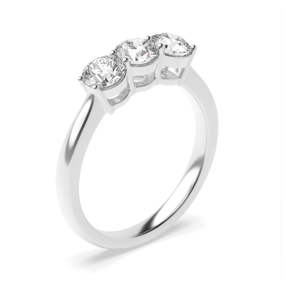 4 Prong Setting Round Trilogy Diamond Rings in Yellow / White Gold