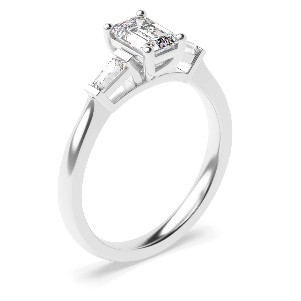 Emerald Trilogy Diamond Rings 4 Prong Setting in Platinum