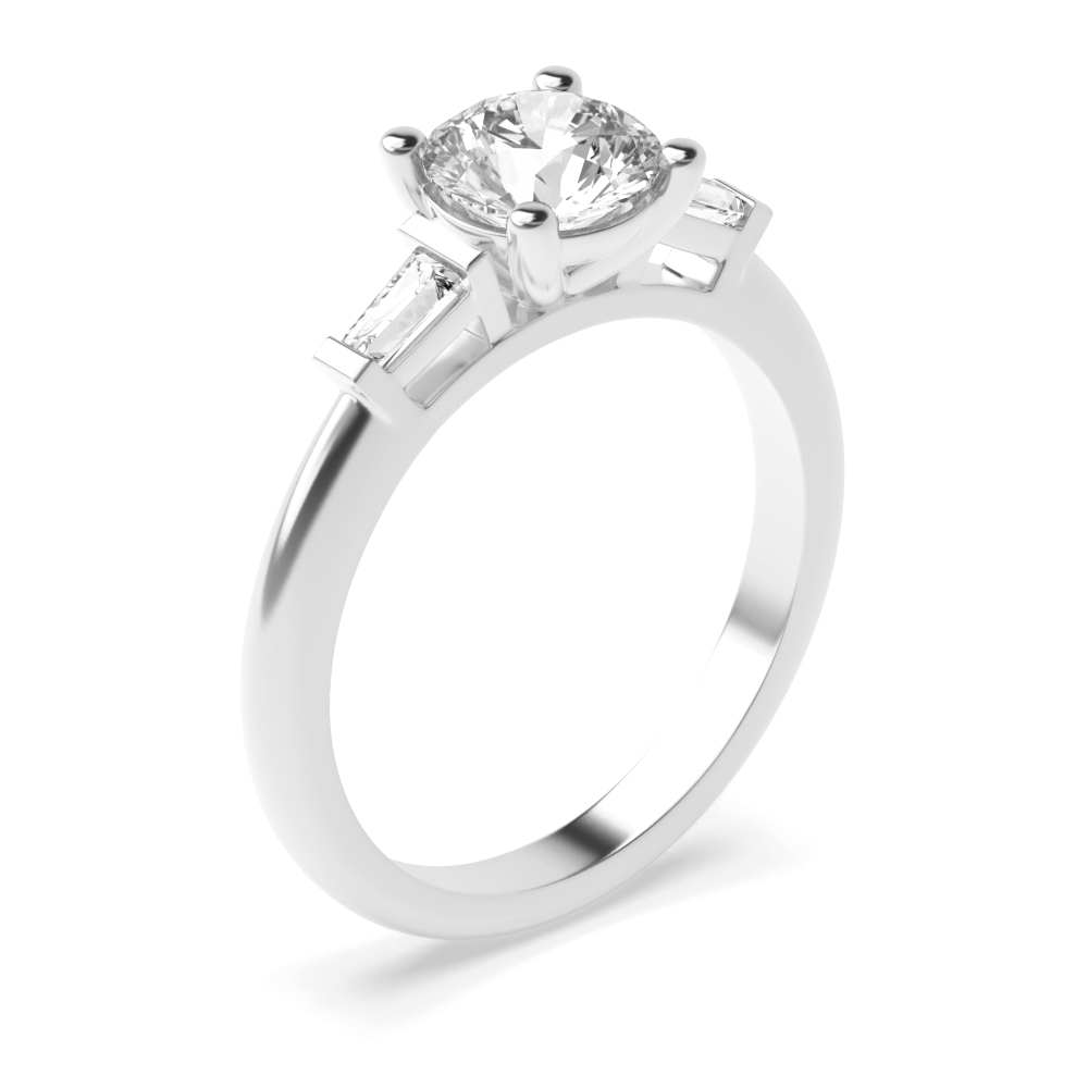 Trilogy Round Diamond Rings 4 Prong Setting in White gold