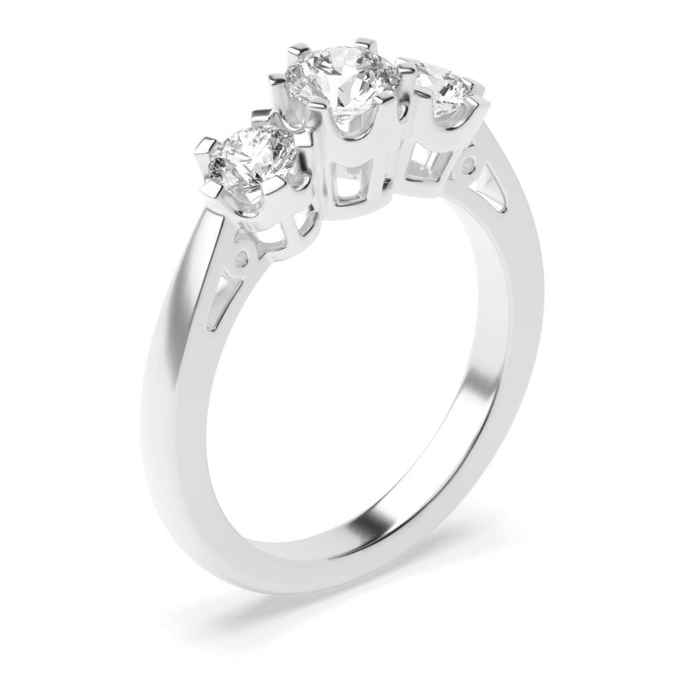 Round Trilogy Diamond Rings 6 Prong Setting in Platinum