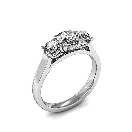 Trilogy Round Diamond Rings 4 Prong Setting in Yellow Gold