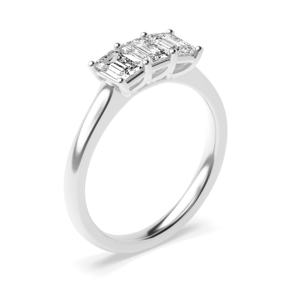 Emerald Trilogy Diamond Rings 4 Prong Setting in Rose gold