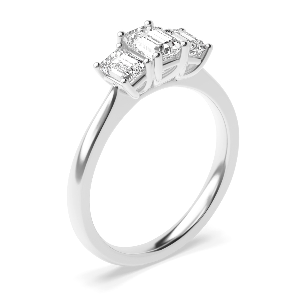 Emerald Trilogy Diamond Rings 4 Prong Setting White Gold / Platinum