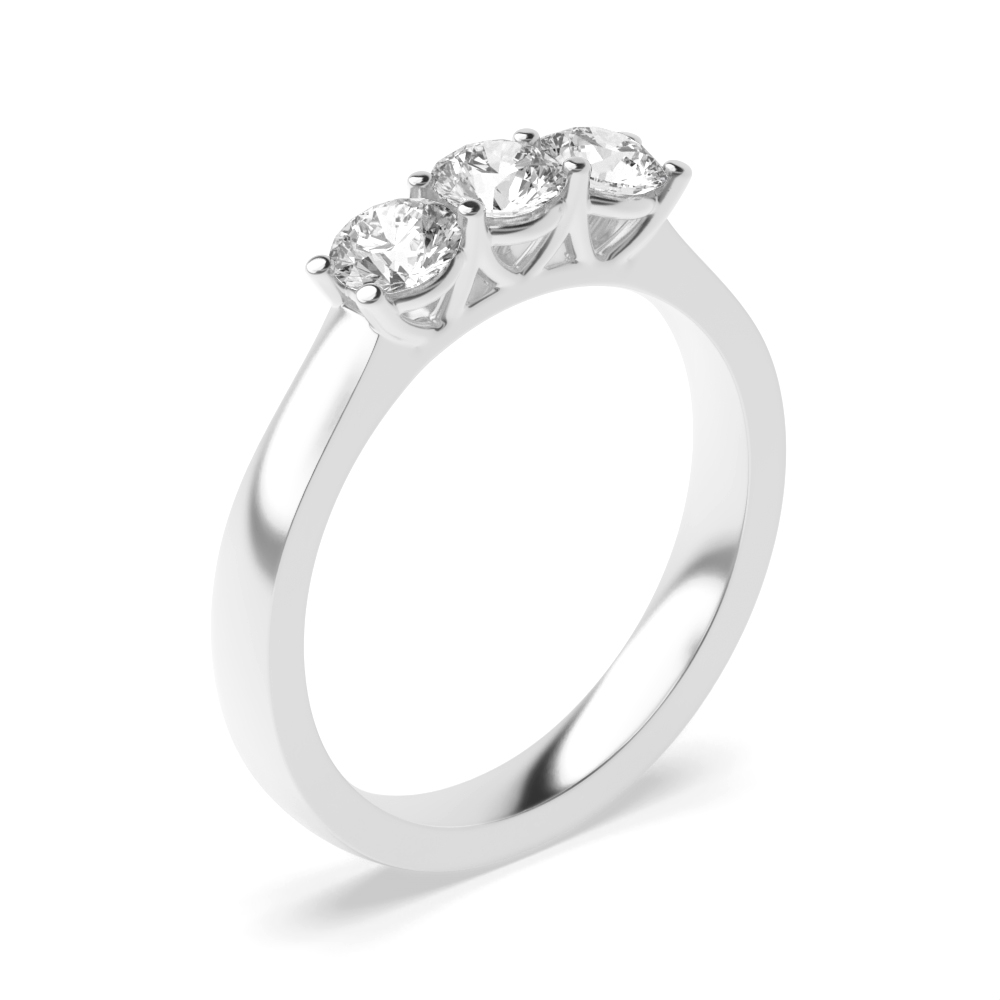 Round Trilogy Diamond Rings 4 Prong Setting in Yellow Gold