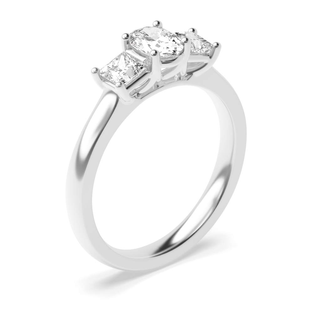 Oval Trilogy Diamond Rings 4 Prong Set in Platinum